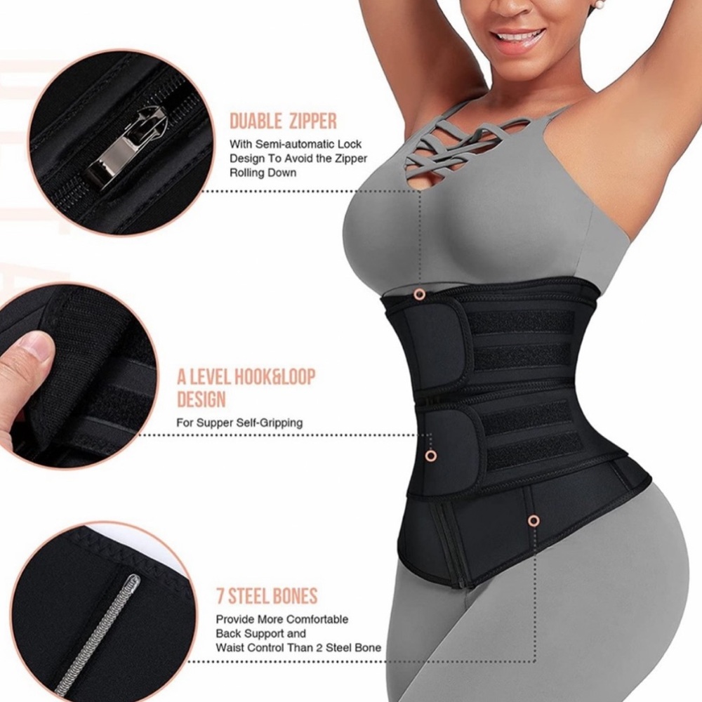 Waist Trainer for Women 2 Straps 7 Bones Workout Sauna Trimmer Exercise Corset - Picture 3 of 16